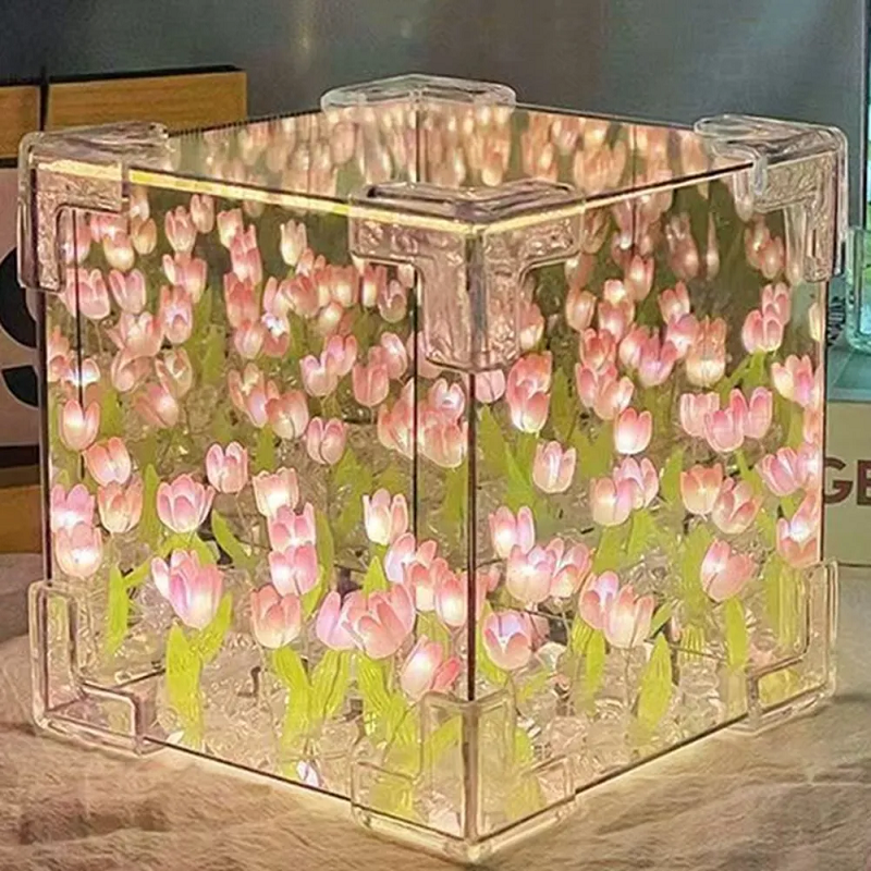 lampara luz led cubo infinito